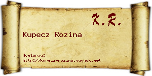 Kupecz Rozina névjegykártya